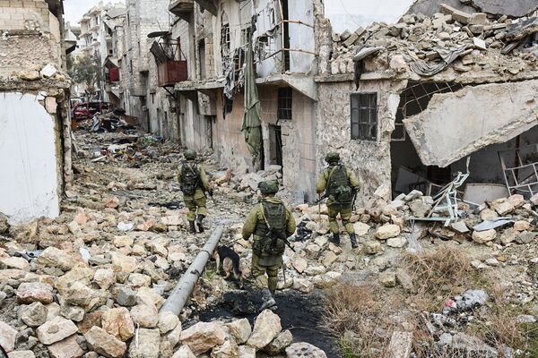 Les sapeurs russes poursuivent l'opération de déminage dans Alep-Est, en Syrie. Les sapeurs russes poursuivent l'opération de déminage dans Alep-Est, en Syrie. - Sputnik Afrique