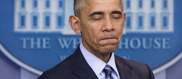 US President Barack Obama holds a year-end press conference in the Brady Press Briefing Room of the White House in Washington, DC, December 16, 2016 - Sputnik Afrique