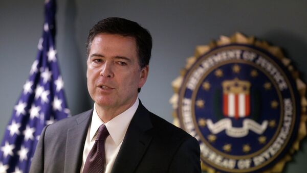 FBI Director James Comey takes questions from members of the media during a news conference, Tuesday, Nov. 18, 2014, in Boston. Comey is visiting the Boston division to meet with employees and law enforcement partners and talk about the FBI's priorities. - Sputnik Afrique