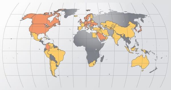 Rouge: ton négatif. Orange: ton modérément négatif. Jaune: ton neutre. Vert clair: ton modérément positif. Vert: ton positif - Sputnik Afrique