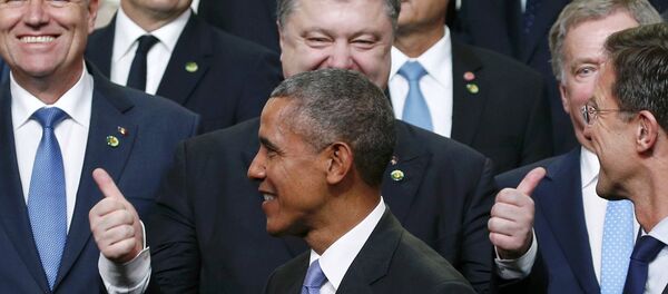 Der US-Präsident Barack Obama und der ukrainische Präsident Petro Poroschenko beim Atom-Gipfel in Washigton - Sputnik Afrique