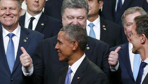 Der US-Präsident Barack Obama und der ukrainische Präsident Petro Poroschenko beim Atom-Gipfel in Washigton - Sputnik Afrique