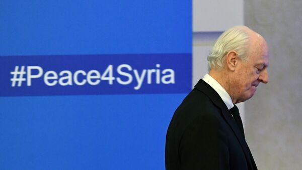 L'envoyé spécial de l'Onu pour la Syrie Staffan de Mistura s'apprête à assister à la première cession des discussions de paix. - Sputnik Afrique