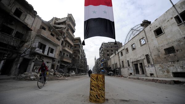 Syrische Nationalflagge in Aleppo - Sputnik Afrique