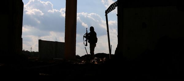 A Free Syrian Army fighter carries his weapon as he stands on a damaged building, in the east of the rebel-held town of Dael, in Deraa Governorate, Syria January 3, 2017. - Sputnik Afrique