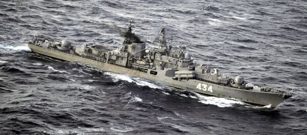 База Северного морского флота РФ в Мурманской области. Большой противолодочный корабль Североморск в Баренцевом море. - Sputnik Afrique