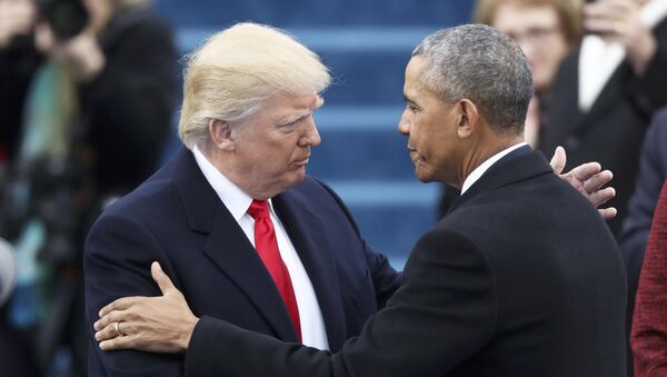 President Barack Obama (R) greets President elect Donald Trump at inauguration ceremonies swearing in Donald Trump as the 45th president of the United States on the West front of the U.S. Capitol in Washington, U.S., January 20, 2017. - Sputnik Afrique
