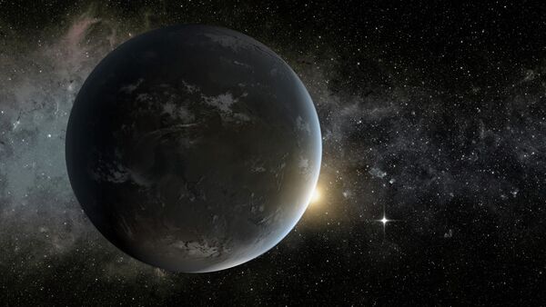 Le concept d'artiste de l'une des deux planètes terrestres potentiellement habitables, Kepler-62f - Sputnik Afrique