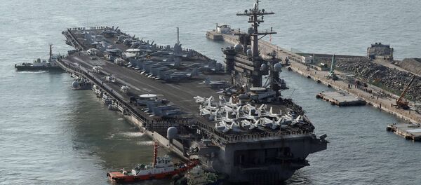 U.S. aircraft carrier USS Carl Vinson arrives for an annual joint military exercise called Foal Eagle between South Korea and U.S, at the port of Busan, South Korea, March 15, 2017. U.S. aircraft carrier USS Carl Vinson arrives for an annual joint military exercise called Foal Eagle between South Korea and U.S, at the port of Busan, South Korea, March 15, 2017. - Sputnik Afrique