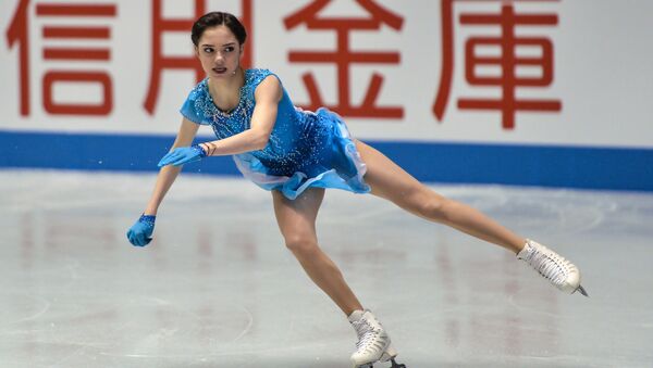 Evgenia Medvedeva lors du programme court aux Mondiaux de patinage artistique par équipes à Tokyo - Sputnik Afrique