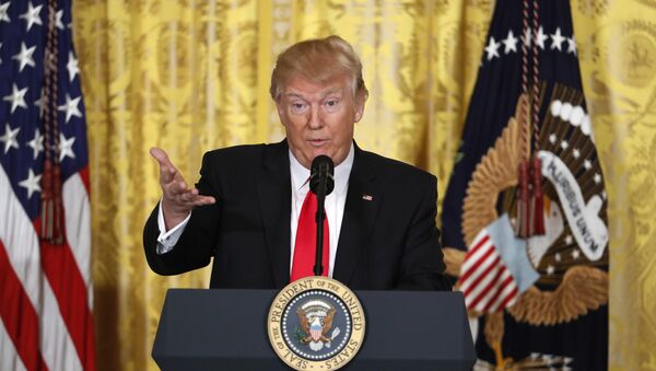 President Donald Trump speaks during a news conference in the East Room of the White House in Washington - Sputnik Afrique