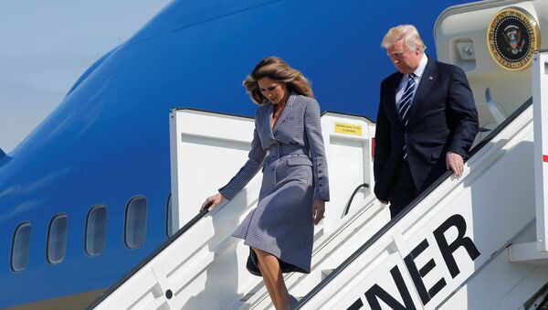 U.S. President Donald Trump and first lady Melania Trump arrive at the Brussels Airport, in Brussels, Belgium, May 24, 2017. - Sputnik Afrique