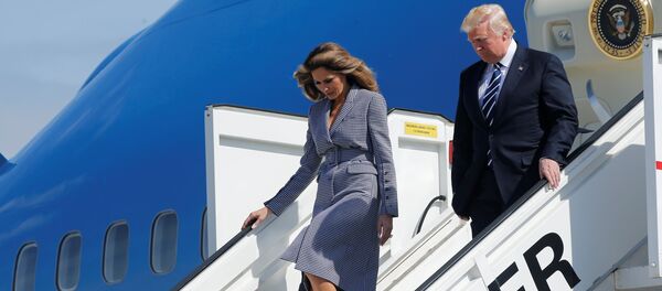U.S. President Donald Trump and first lady Melania Trump arrive at the Brussels Airport, in Brussels, Belgium, May 24, 2017. - Sputnik Afrique
