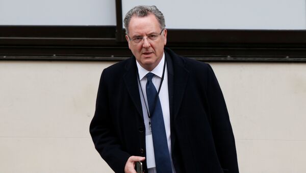 Richard Ferrand, General Secretary of the political movement En Marche !, or Onwards !, leaves the campaign headquarters of French President Elect Emmanuel Macron after results in the second round vote of the 2017 French presidential elections, in Paris, France, May 7, 2017. - Sputnik Afrique