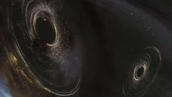 Художественное представление черных дыр, находящихся в 3 миллиардах световых лет от Земли - Sputnik Afrique