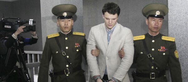 L'étudiant américain Otto Warmbier à la Cour suprême de Pyongyang - Sputnik Afrique