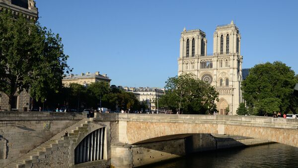 Собор Парижской Богоматери (Notre-Dame de Paris) на набережной Сены в Париже - Sputnik Afrique