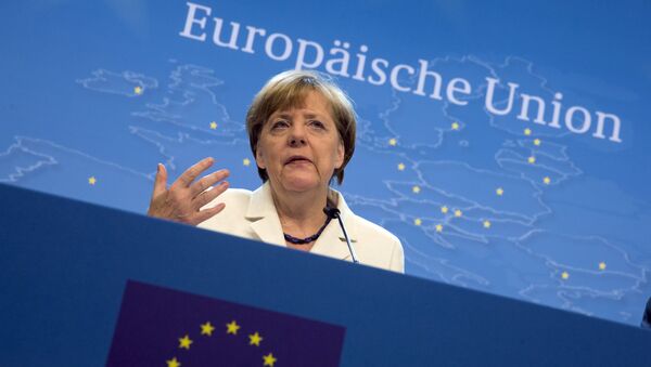 German Chancellor Angela Merkel speaks during a news conference at the end of a euro zone leaders summit in Brussels, Belgium, July 13, 2015. - Sputnik Afrique