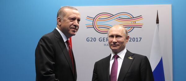 Recep Tayyip Erdogan und Wladimir Putin bei G20-Gipfel in Hamburg - Sputnik Afrique