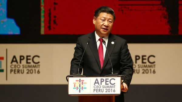 China's President Xi Jinping addresses audience during a meeting of the APEC (Asia-Pacific Economic Cooperation) Ceo Summit in Lima, Peru, November 19, 2016 - Sputnik Afrique