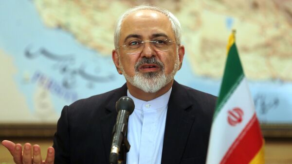 Iranian Foreign Minister Mohammad Javad Zarif and the head of Iran's Atomic Energy Organization Ali Akbar Salehi (unseen) give a press conference at Tehran's Mehrabad Airport following their arrival on July 15, 2015, after Iran's nuclear negotiating team struck a deal with world powers in Vienna - Sputnik Afrique