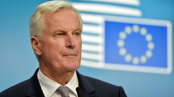 European Union Chief Negotiator for Brexit Michel Barnier looks on during a news conference after a European General Affairs Ministers meeting in Brussels, Belgium May 22, 2017. - Sputnik Afrique