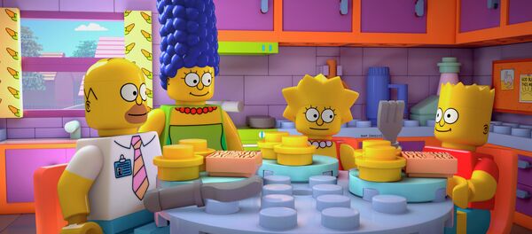 This image released by FOX shows characters from the animated series, The Simpsons, from left, Homer, Marge, Lisa and Bart, as Lego figures - Sputnik Afrique