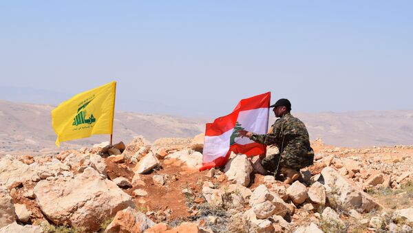 Drapeaux libanais et du Hezbollah à Jaroud Ersal - Sputnik Afrique