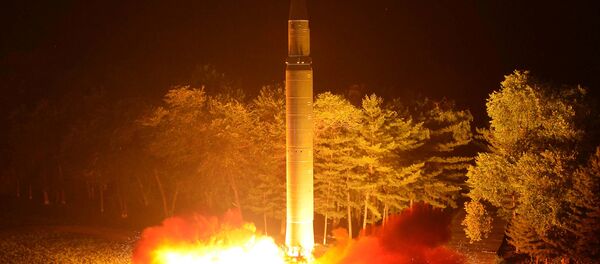 Intercontinental ballistic missile (ICBM) Hwasong-14 is pictured during its second test-fire in this undated picture provided by KCNA in Pyongyang on July 29, 2017. - Sputnik Afrique