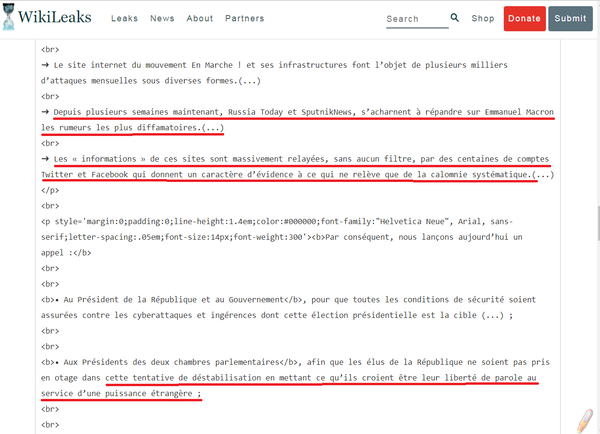Courriel concernant la campagne présidentielle d'Emmanuel Macron publié par WikiLeaks: «Contre les tentatives de déstabilisation de la campagne présidentielle...» - Sputnik Afrique