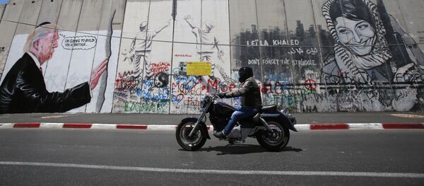 Des graffitis de Donald Trump dessinés sur la barrière de séparation israélienne - Sputnik Afrique