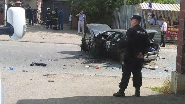 На месте взрыва автомобиля в Уфе - Sputnik Afrique