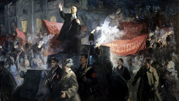 Картина Приезд В.И. Ленина в Петроград 3 (16) апреля 1917 года - Sputnik Afrique