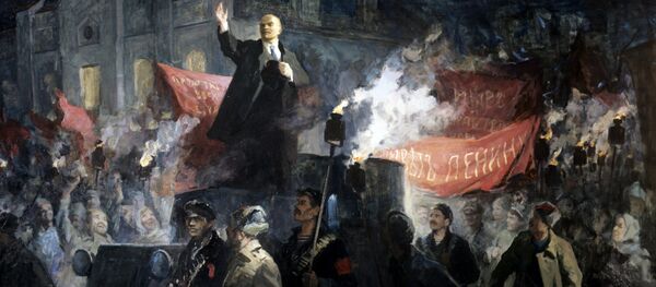 Картина Приезд В.И. Ленина в Петроград 3 (16) апреля 1917 года - Sputnik Afrique