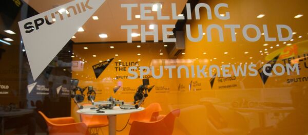 Стенд Международного информационного агентства Sputnik (Спутник) в ЭкспоФоруме перед открытием XX Санкт-Петербургского международного экономического форума - Sputnik Afrique