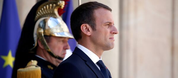 French President Emmanuel Macron stands on the steps of the Elysee Palace in Paris, France, June 16, 2017 - Sputnik Afrique