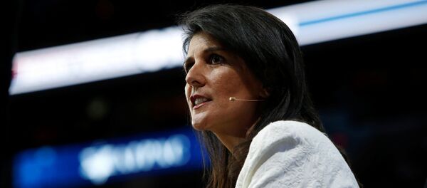 U.S. Ambassador to the United Nations NIkki Haley speaks to the American Israel Public Affairs Committee (AIPAC) policy conference in Washington, U.S., March 27, 2017 - Sputnik Afrique