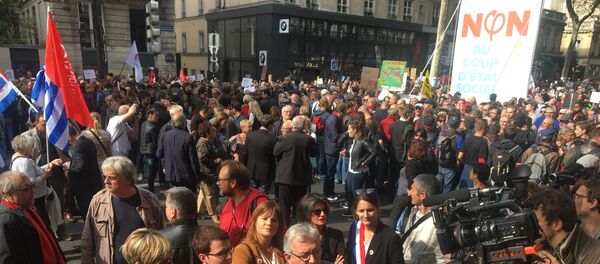 Manifestation contre le coup d'Etat social de Macron à Paris (23 septembre 2017) - Sputnik Afrique