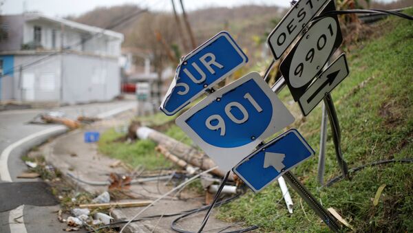 Damaged traffic signs are seen after the area was hit by Hurricane Maria in Yabucoa, Puerto Rico September 22, 2017. - Sputnik Afrique