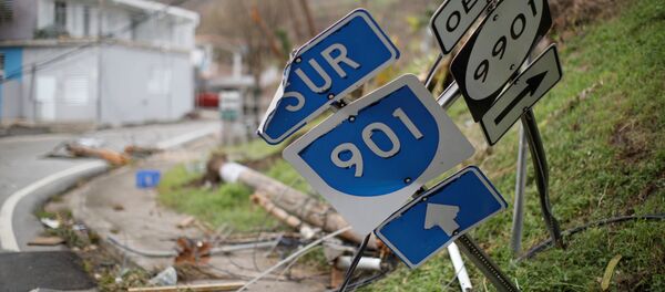 Damaged traffic signs are seen after the area was hit by Hurricane Maria in Yabucoa, Puerto Rico September 22, 2017. - Sputnik Afrique