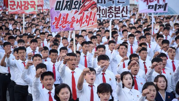 An anti-U.S. rally at Kim Il Sung Square is seen in this September 23, 2017 photo released by North Korea's Korean Central News Agency (KCNA) in Pyongyang on September 24, 2017 - Sputnik Afrique