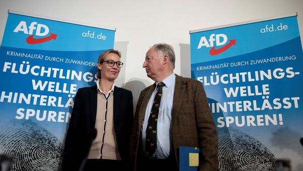 Co-lead AFD candidates Alexander Gauland and Alice Weidel attend a news conference in Berlin, Germany September 18, 2017. - Sputnik Afrique