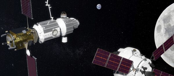 Vue d'artiste d'un vaisseau Orion visitant la station Deep Space Gateway - Sputnik Afrique