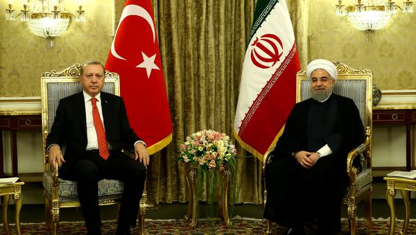 Les Présidents turc et iranien, Recep Tayyip Erdogan et Hassan Rohani - Sputnik Afrique