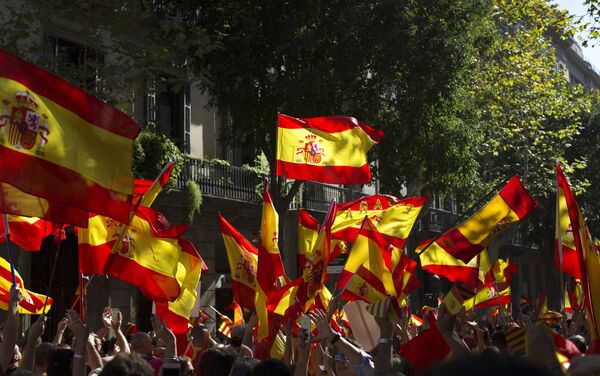 Manifestation pour l'unité de l'Espagne à Barcelone - Sputnik Afrique