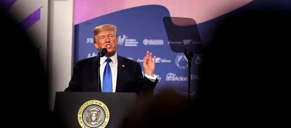U.S. President Donald Trump addresses the Values Voter Summit of the Family Research Council in Washington, DC, U.S. October 13, 2017. - Sputnik Afrique