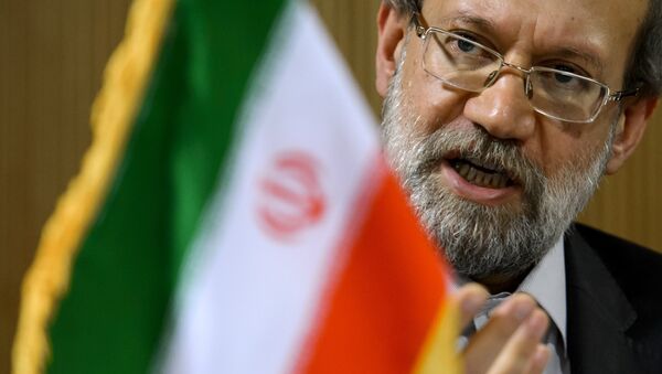 Iran's parliament speaker Ali Larijani takes part in a press conference on the sidelines of an International Parliamentary Union (IPU) assembly on October 9, 2013 in Geneva. - Sputnik Afrique