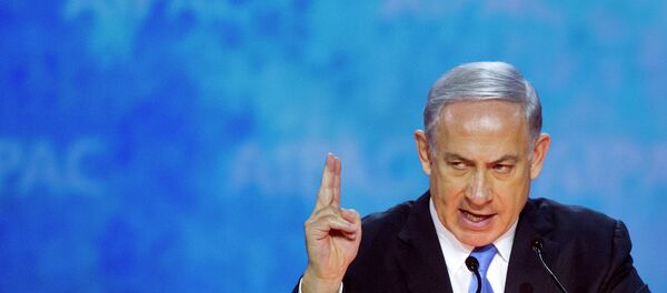 Israeli Prime Minister Benjamin Netanyahu gestures while addressing the 2015 American Israel Public Affairs Committee (AIPAC) Policy Conference in Washington - Sputnik Afrique