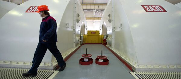 Сотрудник Ростовской атомной электростанции инспектирует работу генератора в машинном зале первого энергоблока. - Sputnik Afrique