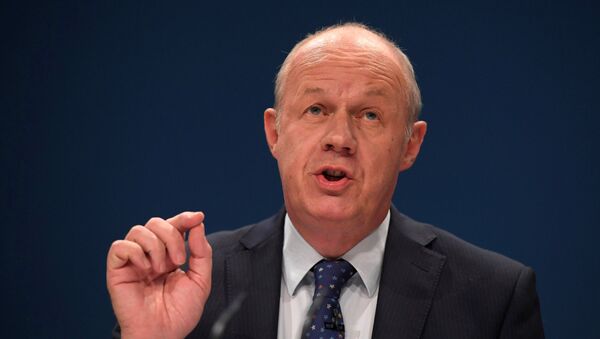 (File) Britain's Work and Pensions Secretary Damian Green delivers his keynote address at the annual Conservative Party Conference in Birmingham, Britain, October 4, 2016 - Sputnik Afrique